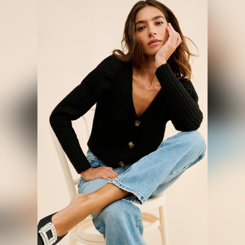 Anthropologie Black Button-Up Cardigan